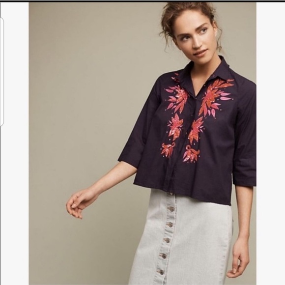 Closet Cleanout! Anthro Maeve Top Purple Pink Sequin Shirt Blouse - Picture 10 of 10